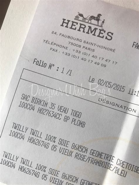hermes bag receipt